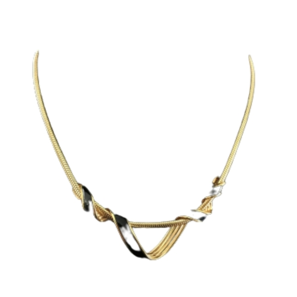 VTG MONET Gold and Black Enamel NECKLACE - Picture 1 of 10